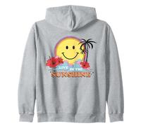 Spiaggia retrò Happy Face Hibiscus Palms «Live in the Sunshine» Felpa con Cappuccio