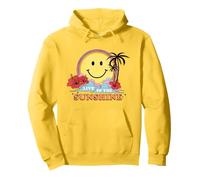 Spiaggia retrò Happy Face Hibiscus Palms «Live in the Sunshine» Felpa con Cappuccio