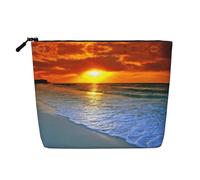 Spiaggia riutilizzabile dello spuntino con le borse della stampa del tramonto, borsa da toilette di viaggio di grande capacità, borse di trucco con la chiusura lampo