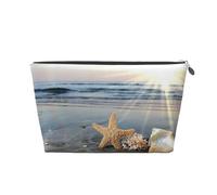 Spiaggia soleggiata delle conchiglie delle stelle marine, Borsa da toilette Borsa per trucco Borsa per cosmetici Borsa da toilette da viaggio portatile