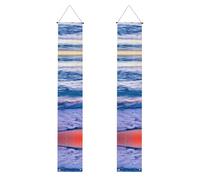 Spiaggia Tramonto Oceano Onde Stampa Banner Decor Ambiente festivo Ogni occasione Porta esterna Interna Portico Anteriore Di più