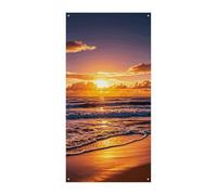 Spiaggia Tramonto Onde Copertura Porta Banner 90x180cm Festone Festone Stagionale Cartello di Benvenuto Decorazione Verticale Porta Appeso Per Portico Ingresso Giardino Decor