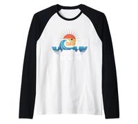 Spiaggia Tramonto Tropicale Palm Wave Maglia con Maniche Raglan
