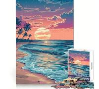 Spiaggia tropicale, palme, puzzle per ragazzi da 1000 pezzi, divertimento intellettuale, tempo ben speso, bordi precisi, regalo per le vacanze (38x26cm)