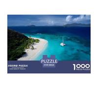 Spiaggia Tropicale Puzzle 1000 Pezzi Gioco di Puzzle 1000 Pezzi Barca a Vela Bianca Puzzle per Adulti Relax Regalo Famiglia 38x26cm/1000pcs