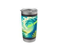 Spiaggia tropicale Ride the Tide Surf Club Retro Wave Bicchiere termico in acciaio inox doppia parete