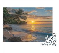 Spiaggia tropico tramonto Puzzle 1000 Pezzi In Resistente E Durevole, Un Busta Di Puzzle A Rompicapo Per Enigma Per Il Relax Mentale, Ideale Per Vacanza Relax, Puzzle 52x