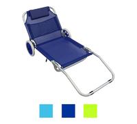 Spiaggina carrello pieghevole in acciaio con ruote e poggiatesta