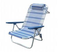 Spiaggina con Braccioli Regolabile 65x67x83 h cm in Alluminio e Textilene Blu