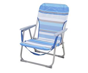 Spiaggina da mare pieghevole con braccioli in acciaio e Textilen blu Blu