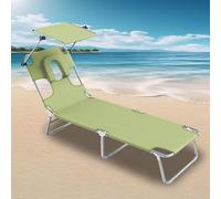 Spiaggina Mare con Foro for Il Viso,Sdraio da Giardino Pieghevole da Spiaggia con Schienale Regolabile, for Spiaggia, Piscina, Patio, Prato, Campeggio