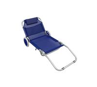 Spiaggina pieghevole blu 145x52x62h con struttura in metallo e tessuto ruote per doppia funzione sedia e carrello