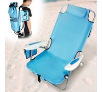 Spiaggina Pieghevole Sedia Spiaggia Alluminio con Borsa Termica e Spallacci Blu