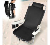 Spiaggina Pieghevole Sedia Spiaggia Alluminio con Borsa Termica e Spallacci Nero