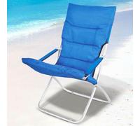 Spiaggina Sedia Canapone In Acciaio Tessuto Imbottito Pieghevole Relax Blu