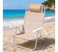 Spiaggina Sedia Prendisole Pieghevole Mare Spiaggia Reclinabile Beige Melange