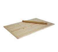 Marvin Spianatoia in Legno di Betulla Naturale Asse per Pasta Impastare e Stendere, Tagliere, Spessore 9mm, Con Gradino per Tavolo da Lavoro Realizzata in Italia (ASSE + MATTARELLO 57X38 cm)