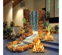 Spiareal Kit paesaggistica a cascata da 7 pezzi per decorazioni in classe Vbs fai da te foresta pluviale sfondo falò con luce LED Bibbia Storia Scena 3D Stream Puntelli Vacanza Bibbia Scuola Giungla