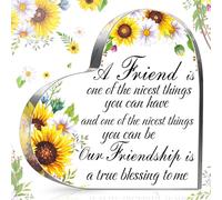Spiareal Targa per amicizia, regalo per donne, per il Ringraziamento, Natale, migliore fiore, sorella, compleanno, ringraziamento, amicizia femminile in acrilico (girasole)