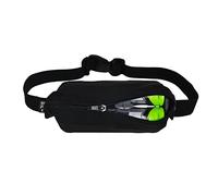 SPIbelt Cintura tascabile resistente ai giochi per bambini, tasca estensibile, vita regolabile, nessun rimbalzo, nessuna banda logo, nero con cerniera nera