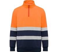 SPICA - Felpa ad alta visibilità con misura della zip e collo alto con protezione per il mento e linguetta M/BLU NAVY/ARANCIONE FLUO