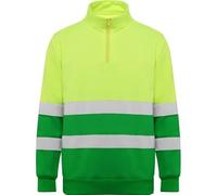 SPICA - Felpa ad alta visibilità con misura della zip e collo alto con protezione per il mento e linguetta XL/VERDE GIARDINO/GIALLO FLUO