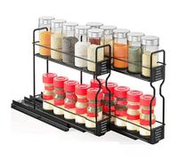 Spice Rack Organizer, 2-Tier Pull Out Seasoning Rack for Kitchen Cabin