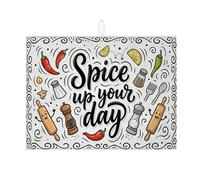 Spice Up Your Day Tappetino scolapiatti per bancone della cucina, tappetino assorbente bianco divertente per scolapiatti in microfibra per tutto l'anno 45,7 x 61 cm