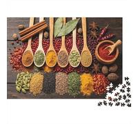 Spices in Spoons Puzzle per Adulti 1000 Pezzi Riciclabile Culinary Art Senior Puzzles Difficile e Impossibile Challenging Allevia la Demenza Senile Activity 38x26cm/1000pcs