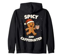 Spicy And Caffeinated Gingerbread Funny Coffee Christmas Felpa con Cappuccio