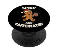 Spicy And Caffeinated Gingerbread Funny Coffee Christmas PopSockets PopGrip Adesivo