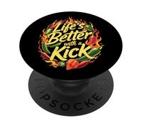 Spicy Chili Pepper Hot Food Life's Better with a Kick Design PopSockets PopGrip Adesivo