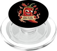 Spicy Is My Happy Place Chili Peppers Design PopSockets PopGrip per MagSafe