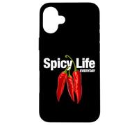 Spicy Life Everyday with Red Chili Paper Graphic Designs Custodia per iPhone 16 Plus