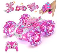 Spider Auto Telecomandata con Riconoscimento dei Gesti a Partire da 4 5 6 7 8 9 10 11 12 Anni, Auto RC a Doppia Faccia con Illuminazione del Corpo, Auto RC Stunt Ricaricabile Controllata (Rosa)