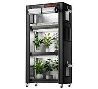 Spider Farmer 2025, supporto per piante a 4 ripiani, altezza regolabile con 108 W, 6 pezzi, lampada a LED a spettro completo e tenda per piante, per interni, in metallo, nero, 70 x 35 x 150 cm