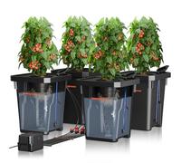 SPIDER FARMER DWC Sistema di Coltivazione idroponica con Coltura ad Acqua Profonda da 27 Litri/7 galloni, Nuovo Design del Coperchio Triangolare, Pompa d'Aria da 12W, 4 Secchi