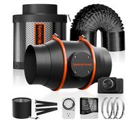 SPIDER FARMER Kit Filtrazione Aria 150mm/6 inch con Ventilatore Inline, Filtro a Carboni Attivi, Regolatore RJ12 velocità/umidità, Tubo 7.5m, 402 CFM, 62W per Coltivazione Indoor, Grow Box