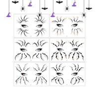 Spider Leg Face Stickers - 6 Pairs Halloween Eye Decals | Spooky Ma | Includes 6 Pairs Shadow Effect Clings, Easy Water Transfer Application, Free Removal, For Cosplay Stage & Party