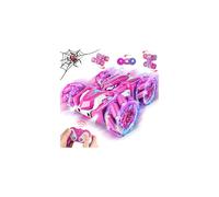 Spider Macchina Telecomandata - 2.4Ghz Salti mortali a 360° Doppio Lato Monster Truck per Ragazzi di 4 5 6 7 8 Anni, 4WD RC Auto Acrobatica con Luci Fredde, Compleanno Regali di Natale Giocattoli,Rosa