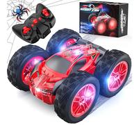 Spider Macchina Telecomandata per Bambini, Auto Radiocomandata Giochi Bambino 3 4 5 6 7 Anni, Rotazione a 360° Auto Acrobatica con Luci, Monster Truck Ragazzi Regali Giocattoli Natale Compleanno Rosso
