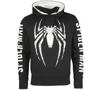 SPIDER-MAN Game Logo Uomo Felpa con Cappuccio Nero/Grigio M 65% Cotone, 35% Poliestere Regular