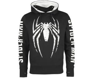 SPIDER-MAN Game Logo Uomo Felpa con Cappuccio Nero/Grigio XXL 65% Cotone, 35% Poliestere Regular