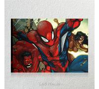 Spider man Marvel QUADRO SU TELA 70x50 cm STAMPA COMICS CARTONE REGALO RAGAZZO