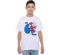 Spider-Man Marvel Spider-Man Cute Spidey Compleanno 6 Anni, White T-Shirt Unisex - Bambini e Ragazzi (Pacco da 1)