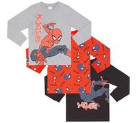 Spider-Man & Miles Morales - Confezione da 3 magliette a maniche lunghe, 100% cotone pettinato, multicolore, 9-10 Anni