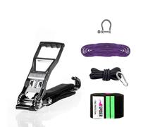 SPIDER SLACKLINE TAS02 - Hummer Kit SR - Cricchetto Professionale Leva Grande SR e Accessori - Hummer Slow Release, Sling 1T 3 m, Grillo 1,5T 12 mm, 2 Protezioni Albero XL, Back Up Kit - Set Completo