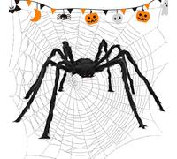 Spider super-large come decorazione di Halloween, simulazione del trucco per feste, lussuoso ragno, lussuoso gigante giocattolo lussuoso nero per la decorazione di Halloween-Outdoor