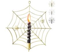 Spider Web Candles Holders, Metal candlesticks in The Shape of Spider Web, Spiderweb Taper Wall Mounted Candle Holder for Halloween Festival Decorations (Yellow)
