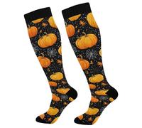 Spider Web Pumpkins Halloween Calze Contenitive Traspiranti Calzini Alti Donne Calze A Compressione Per Trekking Supporto Circolazione 50Cm